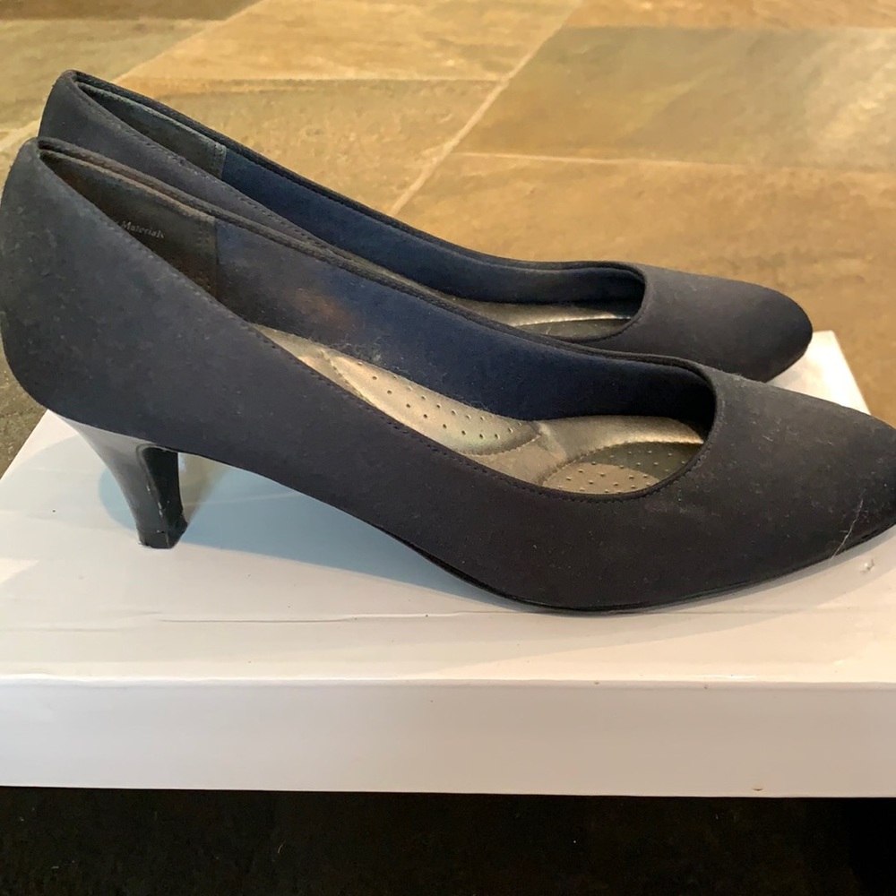 Abella Black Fabric w/ Patent Leather Heel
